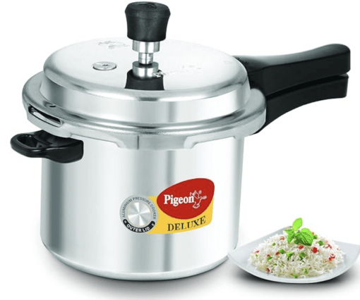 Pigeon by Stovekraft Deluxe Aluminium Outer Lid Pressure Cooker, 5 Litres, Silver